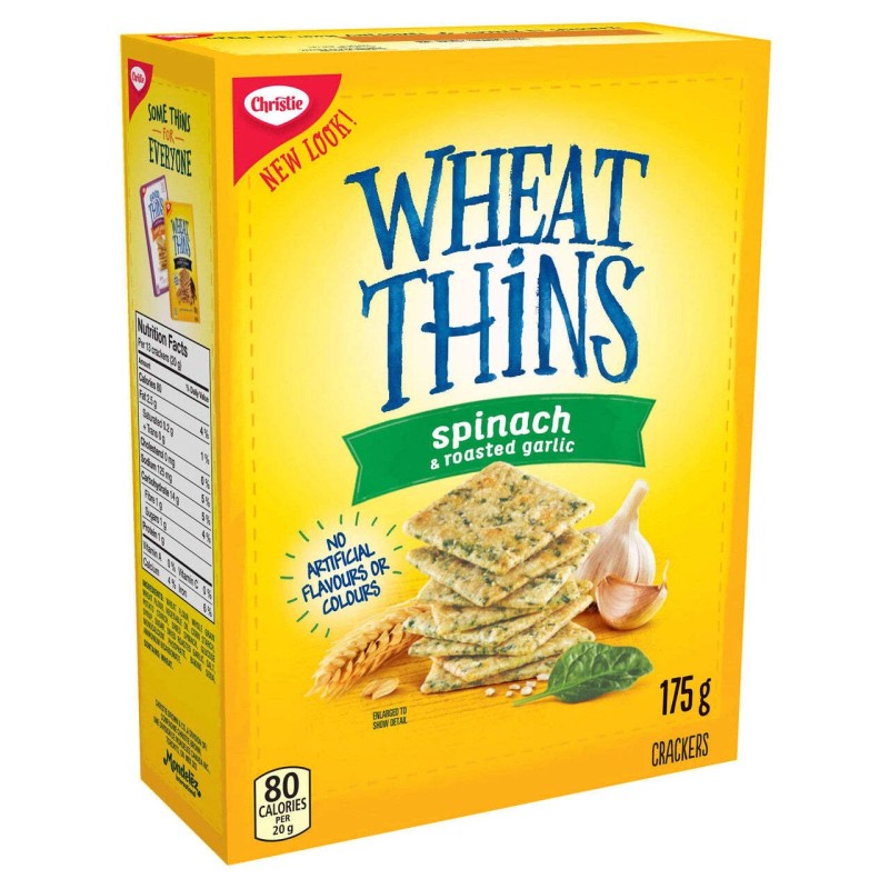 Christie Wheat Thins Spinach & Roasted Garlic Crackers, 175g/6.2 oz.,