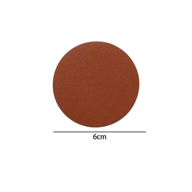 6 PCS Round Leather Coasters 10cm PVC Dual Sided Leather