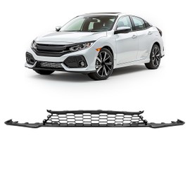 JMTAAT Front Lower Grill Compatible with 2017-2019 Honda Civic EX/EX-L/LX Bumper Face Bar Grille Plastic(PP) Replacement for HO1036128 71102TGGA00 Painted Gloss Black
