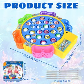 Fishing Game, ADDLIVE Fishing Game for Kids, Toy Fish, Electric Fish Toys, Toddler Toys with 24 Fish and 5 Toy Fishing Rod, Montessori Toys, Toys for 3-7 Year Old Boys and Girls