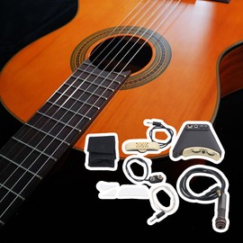 Yibuy 55mm Black Plastic and Metal Mic Equalizer Piezoelectric Pickup Suitable for Acoustic Guitar Tuning Classic Folk Lantern Button Punching