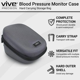 Vive Precision Blood Pressure Monitor Case - Hard Carrying Medical Travel Storage Bag - Universally Compatible Portable BPM Cuff, Health Accessories Pouch Replacement with Carrying Strap - Shockproof