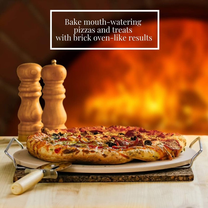 OVENTE 13" Round Pizza Stone for Oven and Grill, Heat