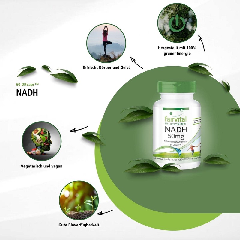 Fairvital | NADH 50mg - HOCHDOSIERT - 60 Kapseln -