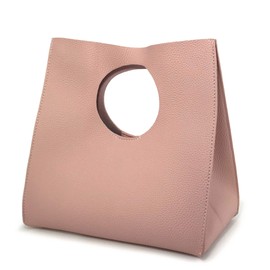 HOXIS Vintage Minimalist Style Soft Pu Leather Handbag Clutch Small Tote (Pink)