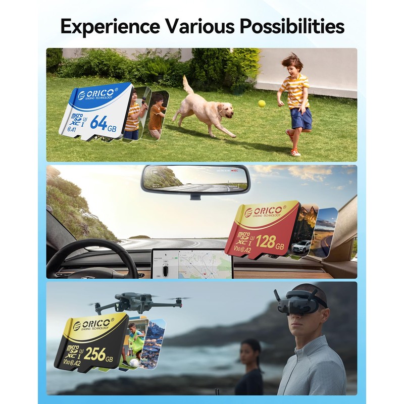 ORICO T3 2 Packs 64GB microSDXC UHS-I Memory Card, 70MB/s