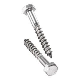 TA-VIGOR 10Pcs Coach Screws, M8 x 60mm Hex Head Lag Bolts, 304 Stainless Steel Sleeper Concrete Wood Screw Hexagon Lag Half Thread Self-Tapping Bolts for Outdoor Use in Decking, Fencing