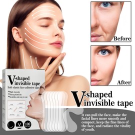 Pack of 100 Face Lifting Stickers, Face Lifting Tape, V-Shape Face Concealing Facial Wrinkles, Lifting Saggy Skin, V-Shaped Face Sticker for Tightening Face Stickers
