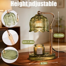 XININSUN Candle Warmer Lamp with Timer, Dimmable Candle Warmer for Jar Candles, Height Adjustable Wax Melts Warmer, Birthday Gifts for Women Mom, House Warming Gifts New Home Decor-Green
