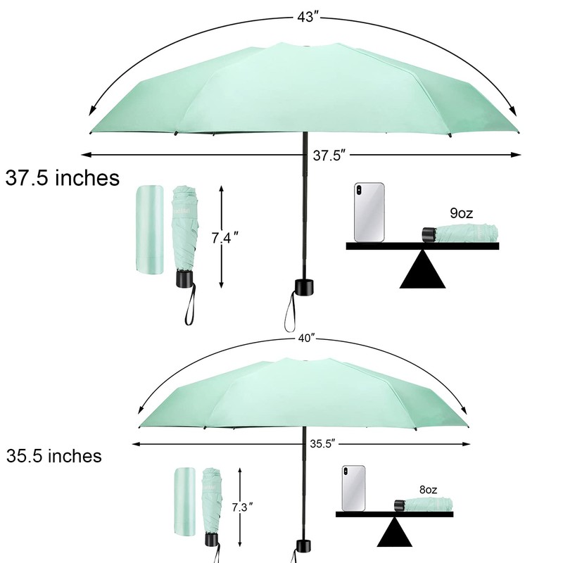 TradMall Mini Travel Umbrella, Portable Lightweight Compact Parasol with 95%
