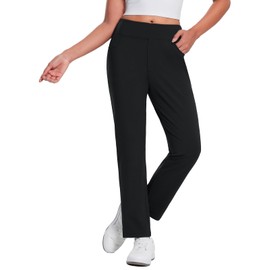 baleaf Winter Pants for Women Fleece Lined Travel Pants Waterproof Stretch Thermal Cold Weather Gear Pockets Work Golf Casual Black M