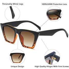 aisswzber AISSWZBEER Retro Square Cat Eye Sunglasses for Women Fashion Trendy Style UV400 Protection