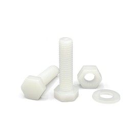 NOLDAR Nylon Hex Bolts - Includes 20 Screws with 20 Nuts and 20 Washers (Pack of 60) Plastic - Fully Threaded - M6 x 60mm