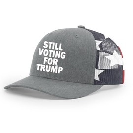 Trenz Shirt Company Mens Still Voting Trump Mesh Back Trucker Hat-Heather Grey/American Flag