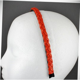 Perfect Hairstyle with Our Hair Accessories - Orange Faux Leather Braid Braided Headband Thin 3/8" Wide Narrow Hair Band Fashionable Hair Accessory Hair Jewelry Accessories for Lady Women