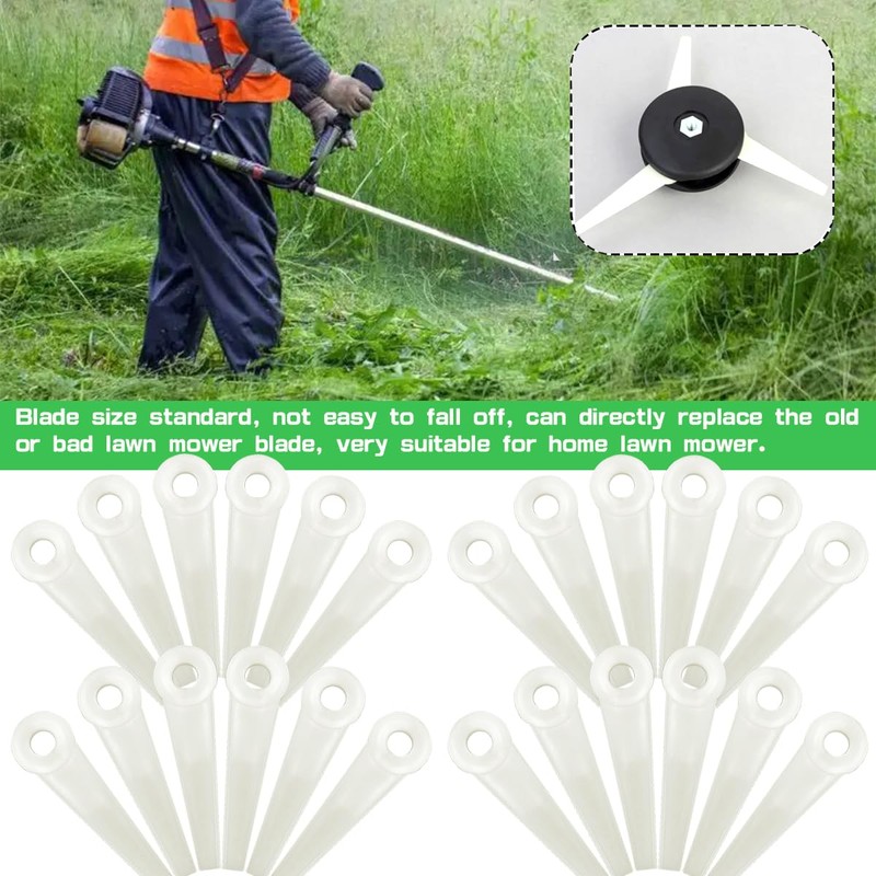 UPIQNG 24Pcs Plastic Trimmer Head Replacement Blades Grass Trimmer Blades