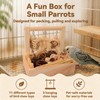 Wooden Bird Parrot Foraging Toys Box with Perch Stand, Cage