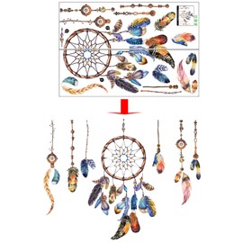 Bustlwor Wall Tattoo Dream Catcher, Dream Catcher Feather Wall Sticker as Wall Decoration for Shops Shop Window Bedroom Living Room Wall (Dark, 109 x 136 cm)