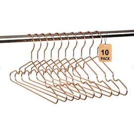 Koobay 12.5" Rose Gold Shiny Steel Metal Wire Children's Baby Toddler Infant Hangers - 10 Pack Non-Slip Durable Space-Saving Baby Clothes Coat Hangers