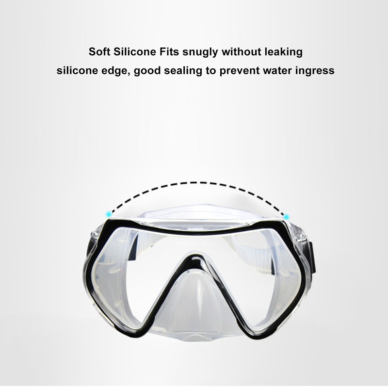 Diving Goggles Silicone Glass Plastic Ultra Clear Comfortable Adjustable Diving