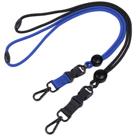 Masper 2 Pack Black and Blue Safety Breakaway Lanyard with Round Adjustment Slider, Detachable Buckle and Metal Snap Swivel Hook, Great for Keys ID Holders Whistles