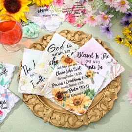 50 Pcs Handkerchiefs for Women Christian Gifts Bulk Soft Gifts Inspirational Religious Bible Verse Gifts (Floral)