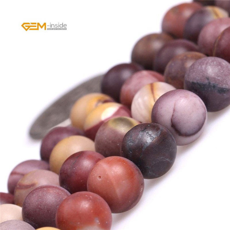 (8mm, Multi-color Mookaite) - Gem-Inside Round Frost Mookaite Beads Strand