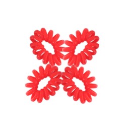 Jumbo Coil Pony Holder Hair Ties - Set of 4 (Red)