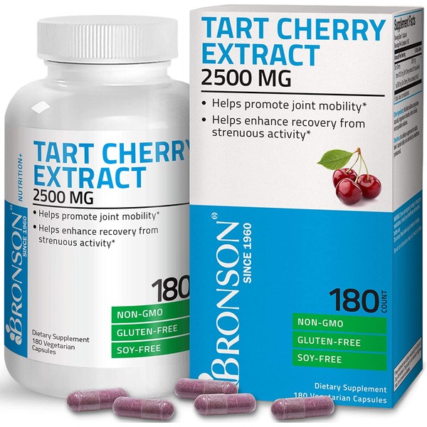 Bronson Tart Cherry Extract 2500 mg Vegetarian Capsules with Antioxidants and Flavonoids Non-GMO, 180 Count