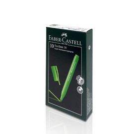 Faber-Castell Textliner 38 Highlighter Pen (Box of 10, Green) - 2 Line Widths, Super Fluorescent, Vivid Colors, Clipped Holder, Lightweight & Slim Design, for Adults & Kids