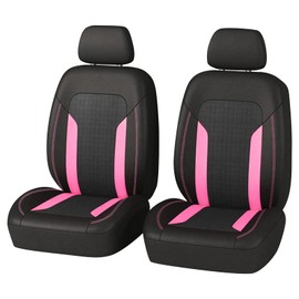 4PCS Universal Car Seat Cover with Breathable Mesh Backrest,Comfortable Car Seat Protector with Foam Padding and Retaining Buckle,Highly Elastic Car Seat Covers Full Set (Pink)