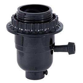 B&P Lamp® Turn-Knob 3-Way Phenolic Socket, Med. Base, has Threaded Shell with Ring