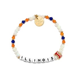 Illinois® University of Illinois® College Bead Bracelets (XS) - Handcrafted Stretch Bracelets w/ Custom-Casted Illinois Charm, Trackable Kindness ID Tag - Show Your UFL Pride with UIUC Merch