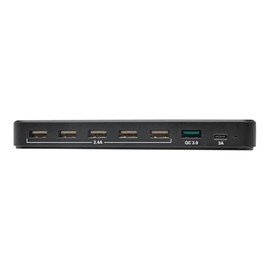 Tripp Lite 7-Port USB Charging Station Hub Quick Charge 3.0, USB-C, Storage, 6.6" x 4.9" x 2.6" (U280-007-CQC-ST)