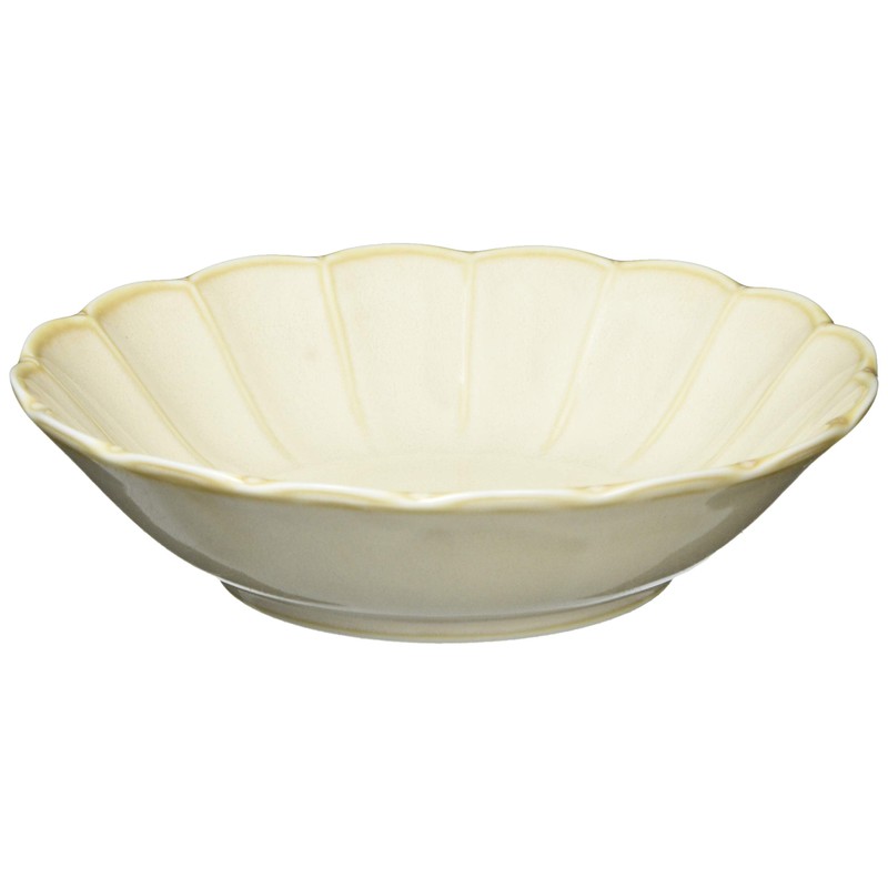 Ichikyu 131-0215 Mino Ware Cream Chrysanthemum Pot