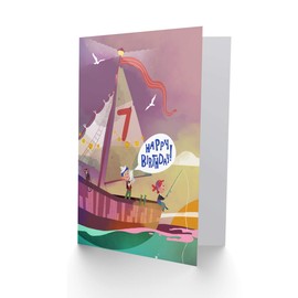 Wee Blue Coo Pirate Map Boys 7th Birthday Card