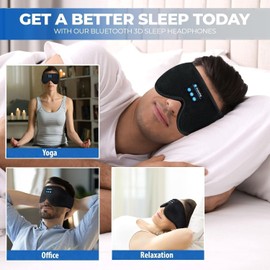 Cosmic Technologies UK - Bluetooth Sleep Mask, (2024) Enhanced 3D Sleep Headphones Eye Mask with Wireless Headphones for Men & Women – Ideal for Travel, Napping, Yoga, and Meditation (Blue)