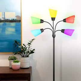 OTTOSEA 5 Pack Plastic Lampshade, 5.7 inch High, 4.1 inch Diameter, 1.65 inch Fitter, Replacement Plastic Lamp Shade for LED Floor Lamp [5colors]