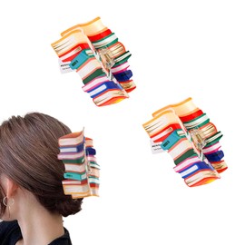 2Pcs Book Hair Claw Clips - Back To School Hair Clips for Thick Thin Hair Funny Teacher Hair Barrettes Accessories for Women Book Lovers (Orange&Orange-Book)