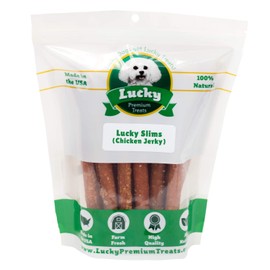 Lucky Premium Treats Lucky Slims – Long Carrot and Chicken Jerky Dog Treats, Crunchy Dog Chew Sticks with Real Chicken and Carrot for Small to Large Dogs (5 Count)