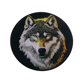 Golden Wolf XL Patch – 10.5” Iron-On Applique for Jackets, Vests | Wilderness, Wild Animal Badge, Alpha Wolf Power, Bikers, Outdoorsmen, Hunters, Sew-on, Custom Large Size