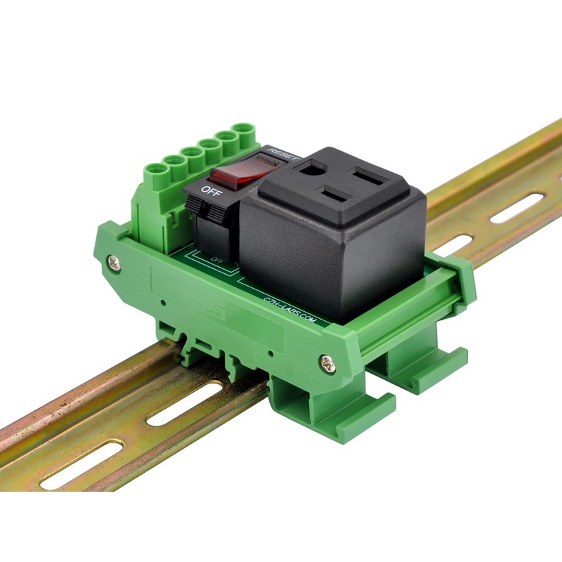 DIN Rail Mount AC 120V NEMA 5-15R Receptacle Outlet Power