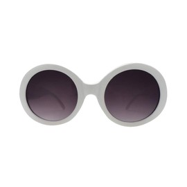 Pop Fashionwear® Womens Fashion Circle Round Jackie O Bold Chic Sunglasses P547 (White GradientSmoke