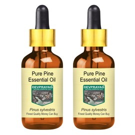 Devprayag Pure Pine Essential Oil (Pinus sylvestris) with Glass Dropper Natural Therapeutic Grade Steam Distilled (Pack of Two) 100ml X 2 (6.76 oz)