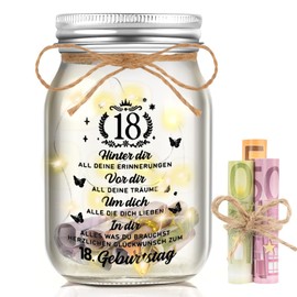 Johiux Gifts for 18th Birthday Girl Boy LED Bottle Light Money Gifts Birthday 18th Birthday Money Gifts Packaging, 18th Birthday Gift Money Light Bottle Cool Gift Ideas