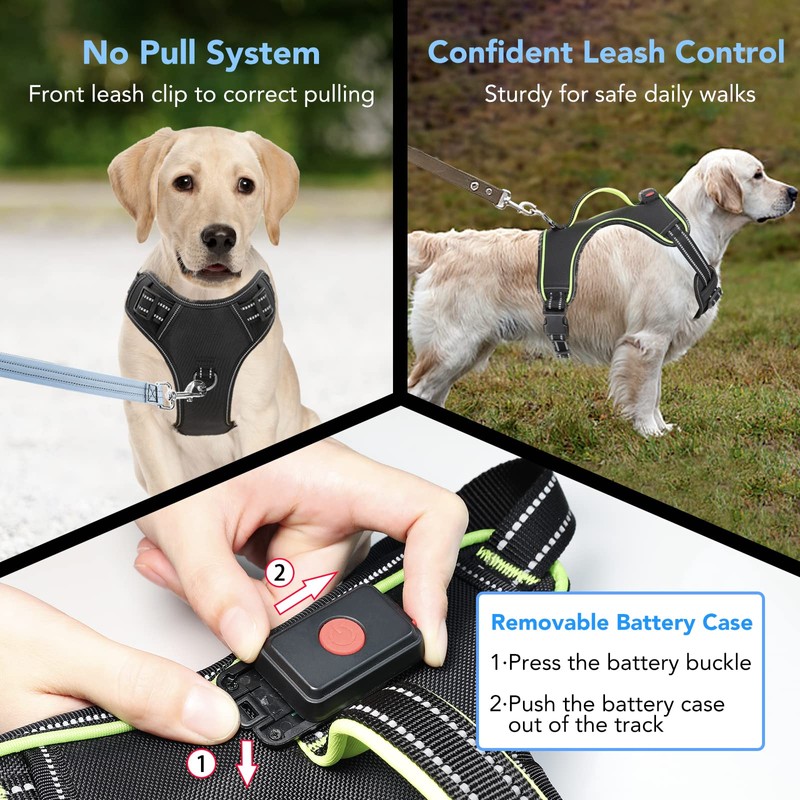 Vizbrite Rechargeable LED Dog Harness - No Pull, 4 Point