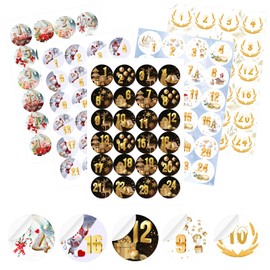 Advent Calendar Stickers Numbers, 5 x Advent Calendar Stickers 1-24, Stickers Advent Calendar Numbers, Advent Calendar Numbers Stickers for Advent Calendar Crafts and Filling