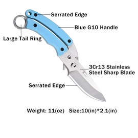 NOX REX 3CR13 stainless steel kitchen scissors. Professional heavy duty poultry scissors, sharp and durable. Blue G10 shank,kitchen shears for food,meat,bone,Vegetables, seafood, turkey