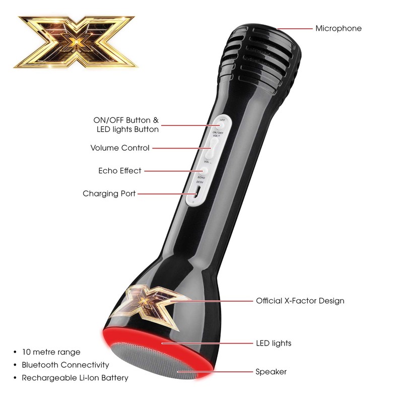 The X Factor TY6084 XF1S Karaoke Microphone, Black