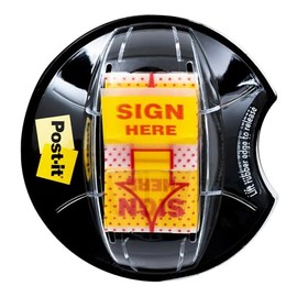 Post-it Flags, "Sign Here", Yellow, 1-Inch Wide, 200/Dispenser (680-HVSH)